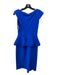 Chiara Boni Size 6 Cobalt Blue Polyamide V Neck Cap Sleeve Peplum Dress Cobalt Blue / 6