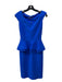 Chiara Boni Size 6 Cobalt Blue Polyamide V Neck Cap Sleeve Peplum Dress Cobalt Blue / 6