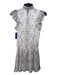 1. State Size XXS White, Purple & Orange Print Polyester Short Sleeve Dress White, Purple & Orange Print / XXS