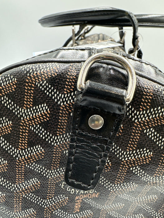Goyard Black Print Coated Canvas Leather Monogram Top Handle Boston Bag Bag