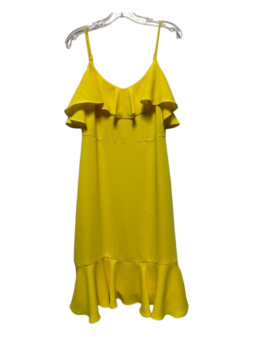 Trina By Trina Turk Size 6 Bright Yellow Polyester Spaghetti Strap Ruffles Dress Bright Yellow / 6