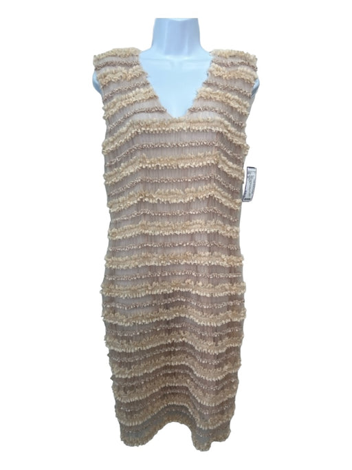 Givenchy Size 44 Beige Polyamide V Neck Sleeveless Tiered Back Zip Dress Beige / 44