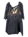 Oscar De La Renta Size 12 Black Silk Lace Back Zip Tie Detail Pleated Dress Black / 12