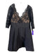 Oscar De La Renta Size 12 Black Silk Lace Back Zip Tie Detail Pleated Dress Black / 12