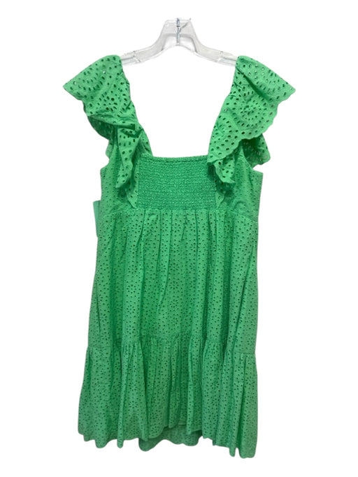 Lilly Pulitzer Size 6 Light Green Cotton Ruffle Cap Sleeve Floral Eyelet Dress Light Green / 6