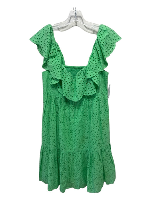 Lilly Pulitzer Size 6 Light Green Cotton Ruffle Cap Sleeve Floral Eyelet Dress Light Green / 6
