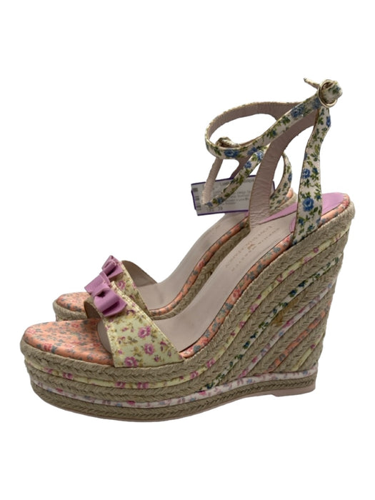 Sophia Webster Shoe Size 39 Pink & Multi Satin Wedge Open Toe Floral Espadrille Pink & Multi / 39