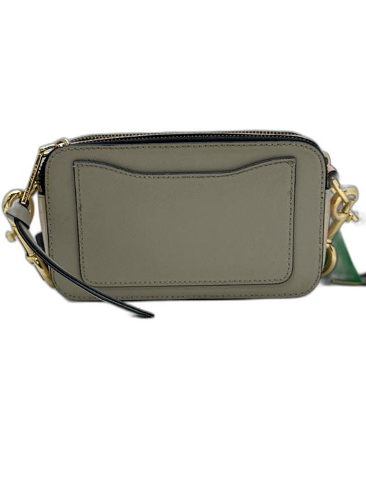 Marc Jacobs Taupe, Pink & Black Leather Canvas Strap Gold Tone Hardware Bag Taupe, Pink & Black / Small