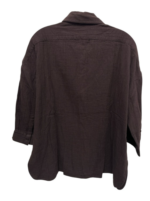 ME + EM Size 8 Brown Cotton Smocked Back Long Sleeve Maxi Button Front Skirt Set Brown / 8