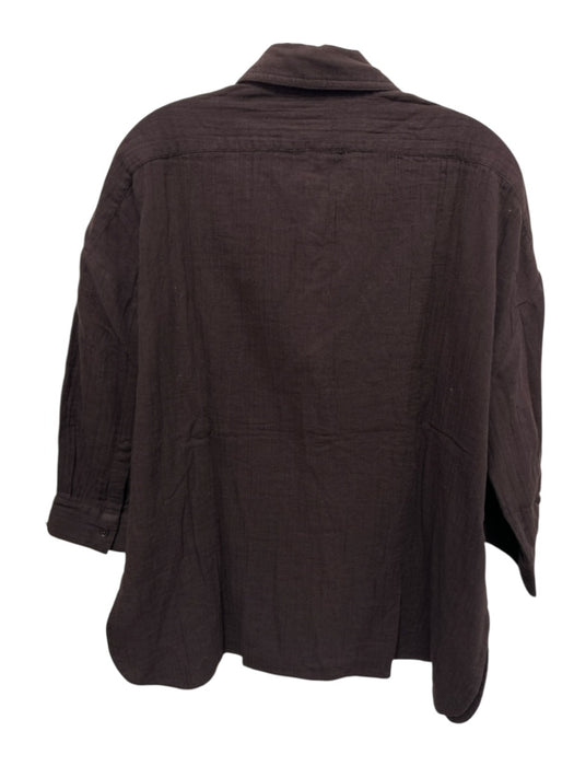 ME + EM Size 8 Brown Cotton Smocked Back Long Sleeve Maxi Button Front Skirt Set Brown / 8
