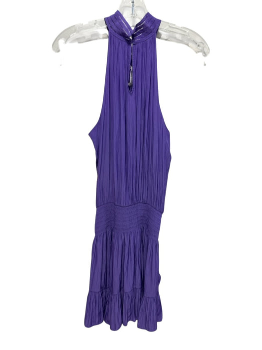 Ramy Brook Size Medium Purple Polyester Sleeveless Lace Detail Tiered Dress Purple / Medium