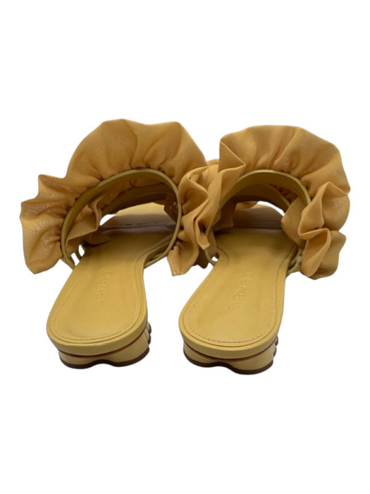 Frame Shoe Size 7.5 Mustard Yellow Leather & Textile open toe Ruffles Sandals Mustard Yellow / 7.5