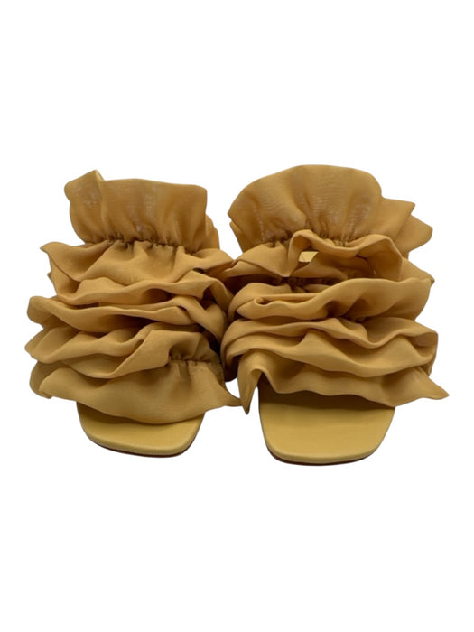 Frame Shoe Size 7.5 Mustard Yellow Leather & Textile open toe Ruffles Sandals Mustard Yellow / 7.5