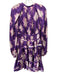 Ulla Johnson Size 8 Purple, Pink & Blue Silk Tie Dye Long Balloon Sleeve Dress Purple, Pink & Blue / 8