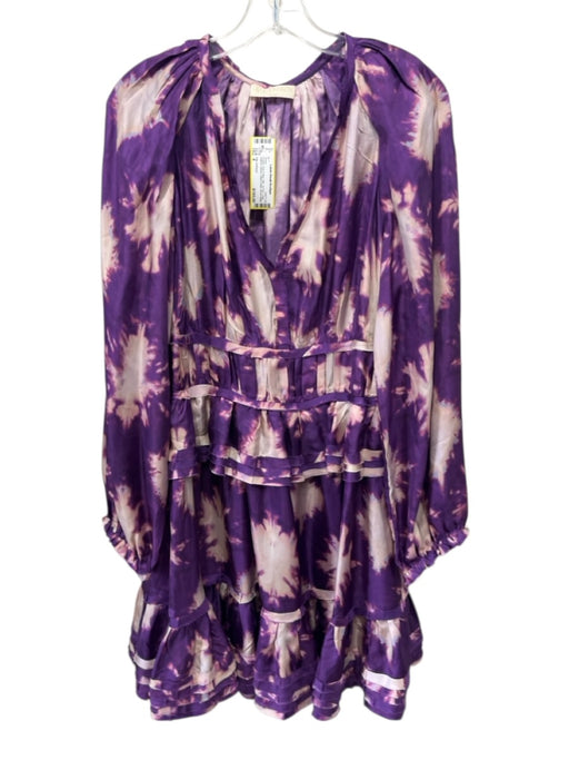 Ulla Johnson Size 8 Purple, Pink & Blue Silk Tie Dye Long Balloon Sleeve Dress Purple, Pink & Blue / 8
