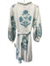 Sue Sartor Size S White, Blue & Red Cotton Long Balloon Sleeve Floral Dress White, Blue & Red / S