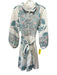 Sue Sartor Size S White, Blue & Red Cotton Long Balloon Sleeve Floral Dress White, Blue & Red / S