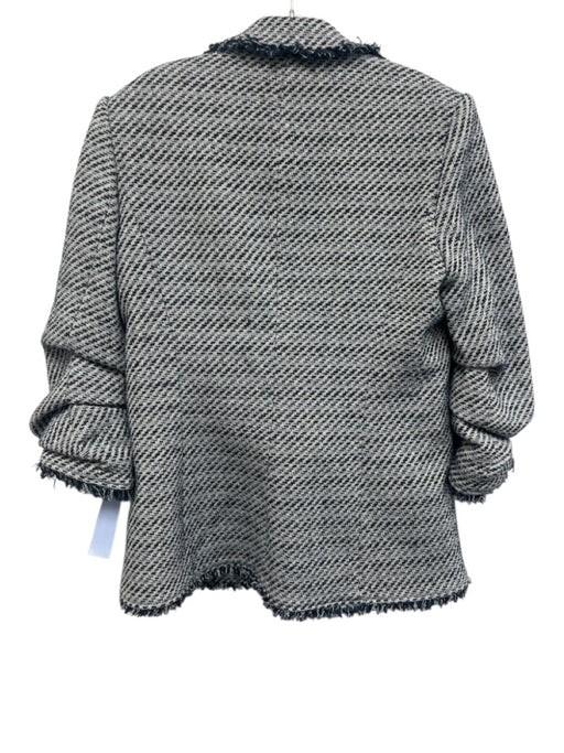 Cinq a Sept Size 8 Blue & White Cotton Blend Long Ruched Sleeve Tweed Short Set Blue & White / 8