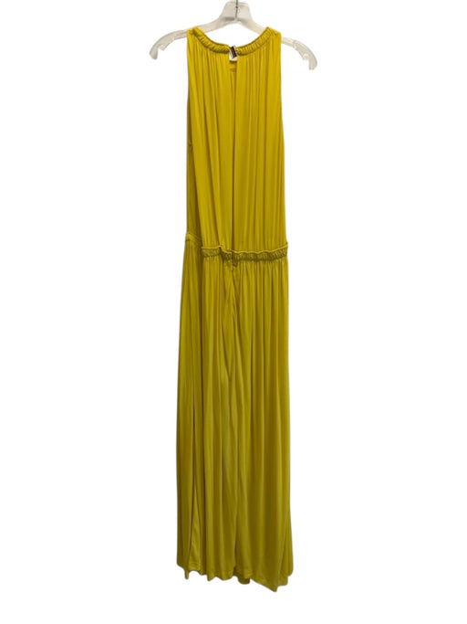 Loro Piana Size 44 Yellow Viscose Sleeveless Elastic Waist Back Keyhole Dress Yellow / 44