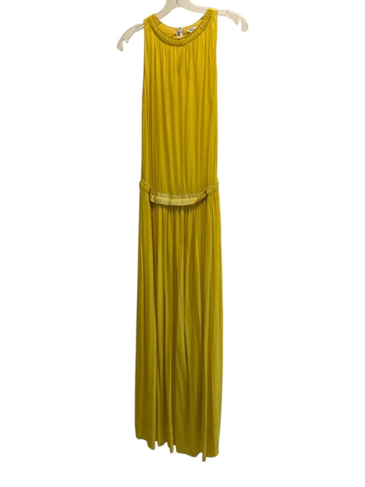 Loro Piana Size 44 Yellow Viscose Sleeveless Elastic Waist Back Keyhole Dress Yellow / 44