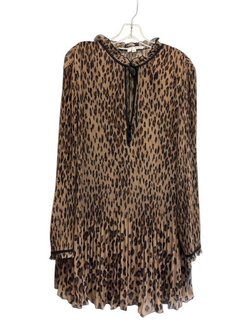 Veronica Beard Size 8 Mixed Brown Polyester Long Sleeve Leopard Print Dress Mixed Brown / 8