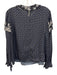 Jason Wu Size 8 Navy Blue & White Polyester Long Sleeve Paisley Ruffle Top Navy Blue & White / 8