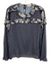 Jason Wu Size 8 Navy Blue & White Polyester Long Sleeve Paisley Ruffle Top Navy Blue & White / 8