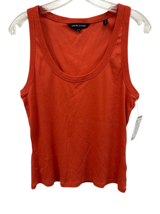 Veronica Beard Size XL Orange Cotton Blend Sleeveless Ribbed Racerback Top Orange / XL