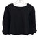 Cinq a Sept Size Large Black Cotton Blend Half Puff Sleeve Crochet Top Black / Large