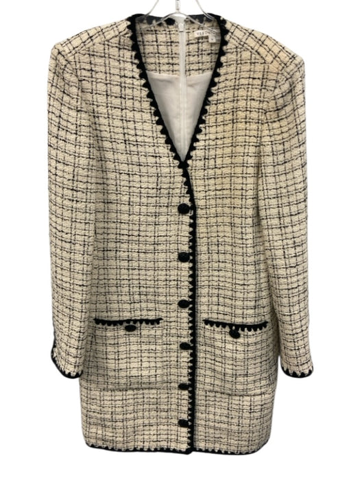 Veronica Beard Size 10 Cream White & Black Cotton & Wool Blend Tweed Dress Cream White & Black / 10