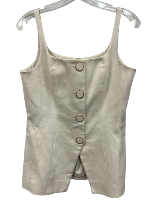 Veronica Beard Size 10 Cream White Cotton Blend Sleeveless Twill Paneled Top Cream White / 10
