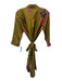 Vilagallo Size 42 Green Brown, Pink & Red Silk Flower Print 3/4 Sleeve Dress Green Brown, Pink & Red / 42