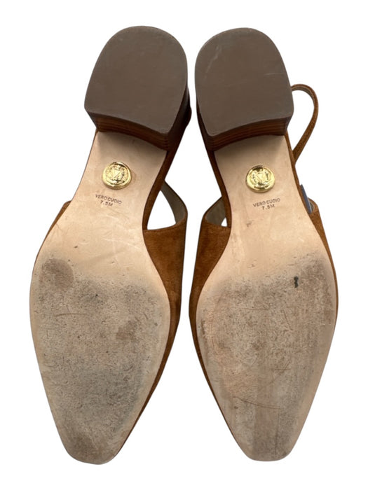 Veronica Beard Shoe Size 7.5 Tan Brown Leather Upper Suede Loafer Slingbacks Tan Brown / 7.5