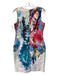 Elie Tahari Size 4 White & Multi Cotton Abstract Front Pockets Back Zip Dress White & Multi / 4