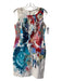 Elie Tahari Size 4 White & Multi Cotton Abstract Front Pockets Back Zip Dress White & Multi / 4