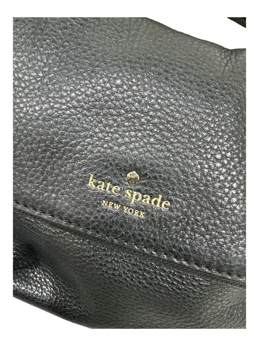 Kate Spade Black Leather Gold Tone Hardware Solid Flap Top Crossbody Bag Black