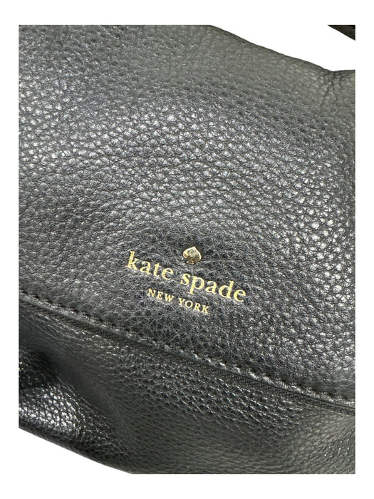 Kate Spade Black Leather Gold Tone Hardware Solid Flap Top Crossbody Bag Black