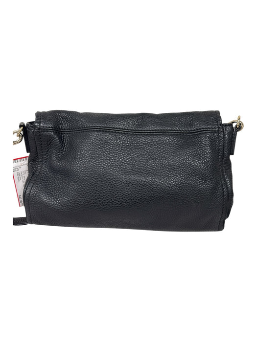 Kate Spade Black Leather Gold Tone Hardware Solid Flap Top Crossbody Bag Black