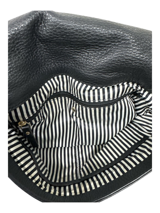 Kate Spade Black Leather Gold Tone Hardware Solid Flap Top Crossbody Bag Black