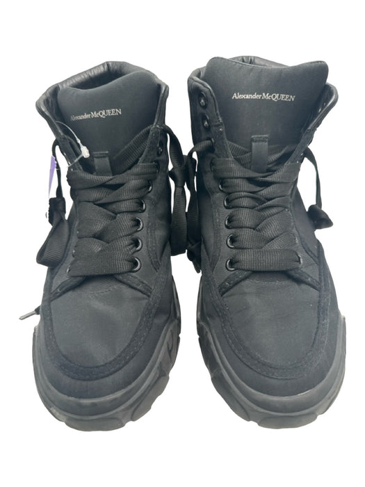 Alexander McQueen Shoe Size 37 Black & Gray Nylon & Leather High Top Sneakers Black & Gray / 37