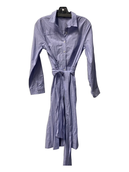 J Crew Size 8 Blue Cotton Shirt Dress Long Sleeve Belt attached Below knee Dress Blue / 8