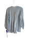 120% Lino Size 42 Baby Blue Linen Long Sleeve V Neck Beaded Design Top Baby Blue / 42