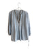 120% Lino Size 42 Baby Blue Linen Long Sleeve V Neck Beaded Design Top Baby Blue / 42