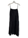 Enya Costa Size 2 Black Cotton Spaghetti Strap solid color Square Neck Dress Black / 2