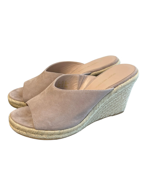 Stuart Weitzman Shoe Size 9.5 Beige Suede open toe Woven Detail Wedge Shoes Beige / 9.5