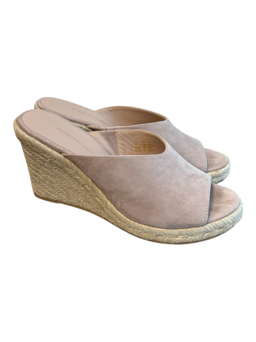 Stuart Weitzman Shoe Size 9.5 Beige Suede open toe Woven Detail Wedge Shoes Beige / 9.5