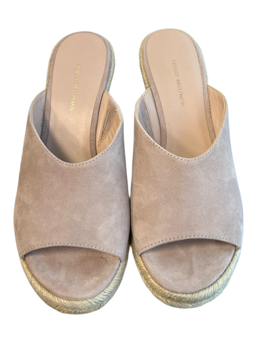 Stuart Weitzman Shoe Size 9.5 Beige Suede open toe Woven Detail Wedge Shoes Beige / 9.5