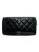 Chanel Black Leather Quilted Zip Around Wallets Black