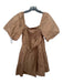 Oliviaceous Size M Brown Cotton Blend Short Puff Sleeve Square Neck Tiered Dress Brown / M