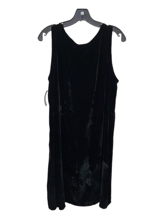 Eileen Fisher Size L Black Rayon Blend Velvet Round Neck Sleeveless Shift Dress Black / L